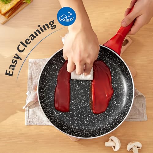 BEZIA Nonstick Frying Pans Set 3 Piece, Skillets and Frying Pans 9.5, 11, 10.2 Inch, Dishwasher Safe Kitchen Cooking Pan, Non Stick Pan for induction cooktop, Omelette Egg Pan with Stay Cool Handle - Thumbnail 7