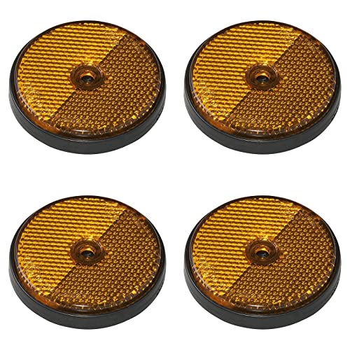 Multibros Lot de 4 catadioptres arrière ronds orange Ø 60 mm | Réflecteurs certifiés E4 pour remorques, camions, voitures, caravanes et tracteurs |...
