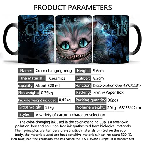 Coffee Mugs, Funny Cheshire Cat Heat Sensitive Ceramic Coffee Cups Magic Mug Perfect Novelty Father Gifts 350 ml (12oz) - Image 4