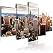 Produktbild decomonkey Bilder New York 200x100 cm 5 Teilig Leinwandbilder Bild auf Leinwand Wandbild Kunstdruck Wanddeko Wand Wohnzimmer Wanddekoration Deko Panorama Skyline Stadt