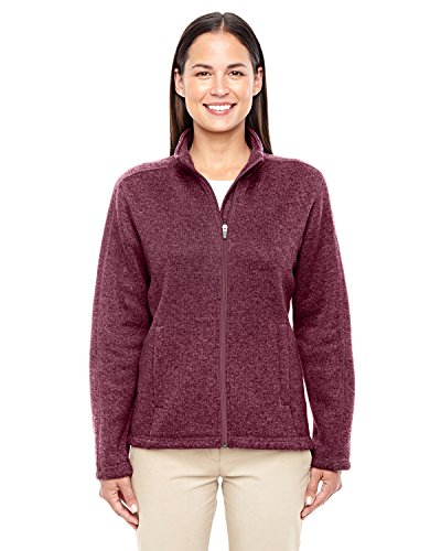 D & Jones Women's Bristol Full-Zip Sweater Fleece Jacket, BURGUNDY HEATHER, Medium
