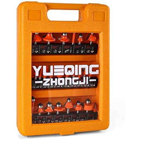 Yueqing Zhongji Router Bits Setof 24 Pieces 1/4 Inch Shank Router Bit Set T Shape Router bit Set 1/4 Shank for Commercial Users and Beginners Cover