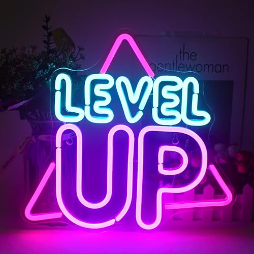 Logotipo de Neón Level Up para Decoración de Paredes - Diseño de