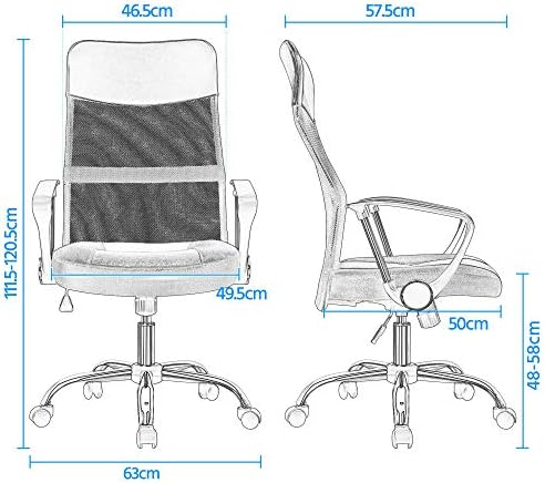Yaheetech Desk Chair Ergonomic Office Chair Adjustable Computer Desk Chair Comfy Study Chair Swivel Chair Faux Leather for Conference Meeting