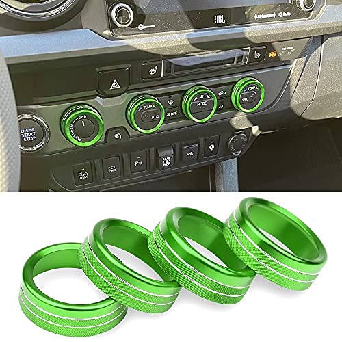 for Toyota Tacoma Accessories Air Conditioner AUTO Switch CD Button Knob Decor Trim Compatible with Toyota Tacoma 2016-2021 (Green)