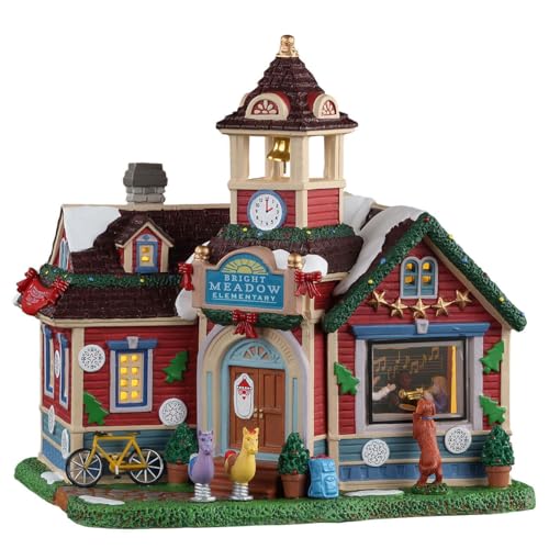 Lemax Bright Meadow Elementary maquette école rétro avec éclairage LED miniature - 2