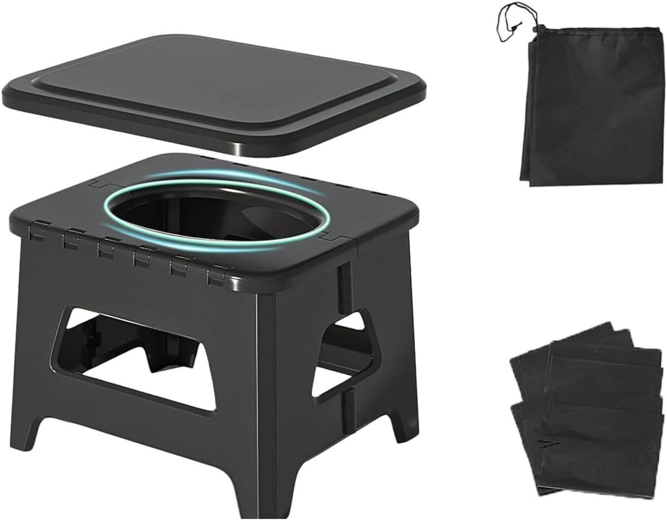 Portable Potty Camping Toilet Emergency Toilet for Car Foldable Stool Portable for Outdoor Camping, Fishing, Traffic Jams