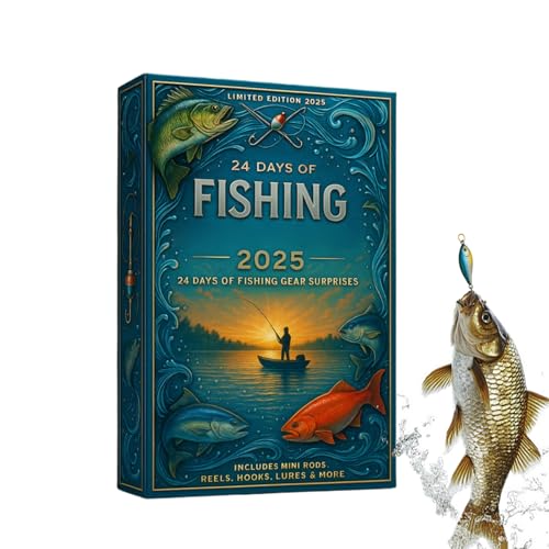 livre Calendrier De L'Avent Des Leurres De Pêche 2025 - Équipement De Pêche En Acrylique Pour 24 Jours,Matériel De Compte À Rebours De Noël - Pour Jigging Traîne Lancer Eau Douce Eau De Mer Maison Piè
