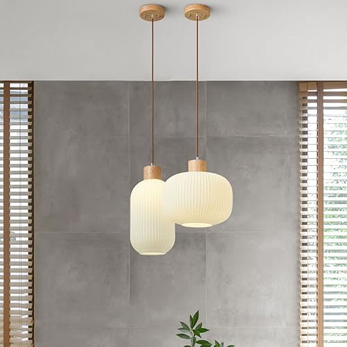 Miniatura 4 de TTBDDDYH Lámpara colgante geométrica de vidrio acanalado, pantalla colgante de globo de vidrio esmerilado blanco, lámpara colgante ajustable para