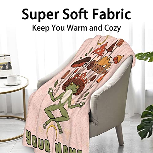 Custom Frog Throw Blanket for Baby - 30x40 Inches Lap Size - Soft Fluffy Cozy Blankets Gift - Pink Novelty Blanket Throws for Couch, Work