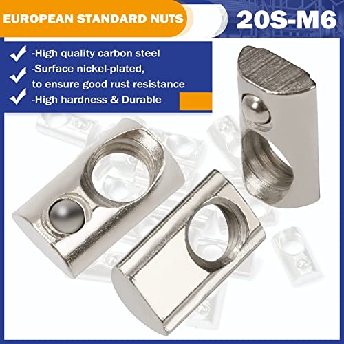 50 Packs M8 Thread T Spring NutRoll In T-Nut With Ball - View #3