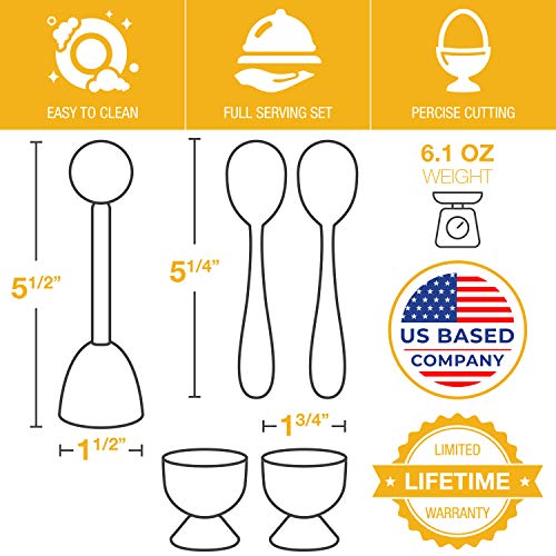 Egg Cups For Soft Boiled Eggs With Spoons - Stainless Steel Egg Topper - Durable Egg Opener Topper Cutter - Giftable Egg Cracker Tool & Soft Boiled Egg Holder Cutter By Eparé #TOP5