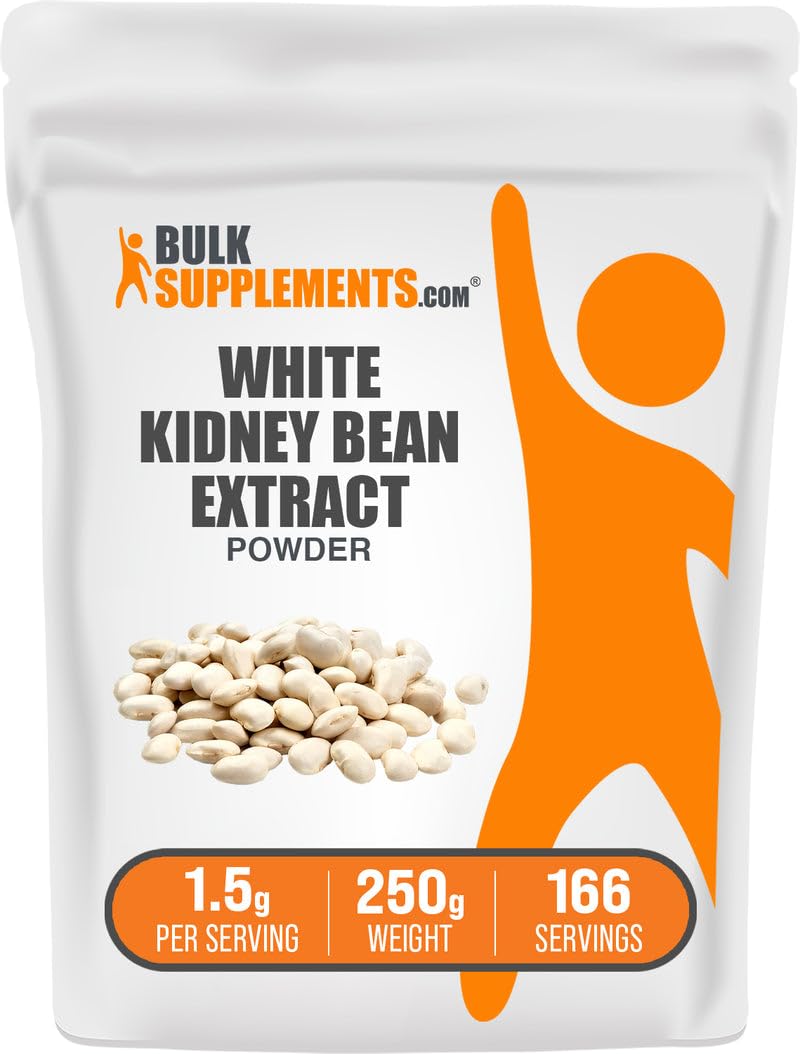 BulkSupplements.com White Kidney Bean Extract Powder - White Kidney Bean Powder, Herbal Supplement - Gluten Free, 1500mg per Serving, 250g (8.8 oz) (Pack of 1)