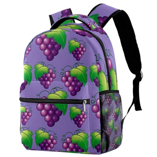 Sac à dos d'école violet aux motifs raisins de 40cm pour adolescents
