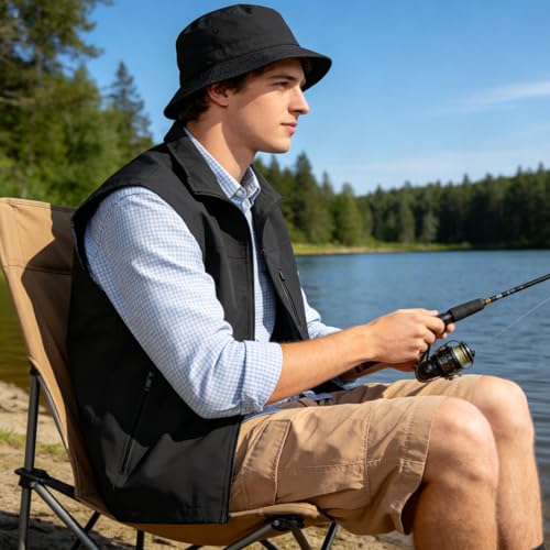 Image of Men's Lightweight Vest Sleeveless Outdoor Work Jacket for Travel Hiking
