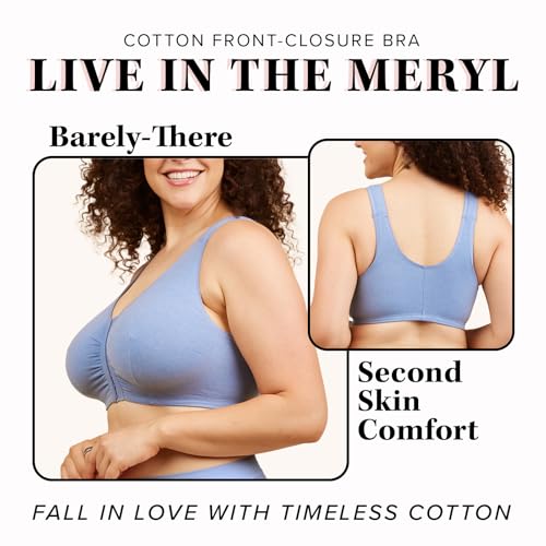 Image of LEADING LADY, Meryl, Front-Closure Cotton Bra, Comfort Sleep for Women, Breathable, Unlined, Full Coverage, Wireless, 36A-56H