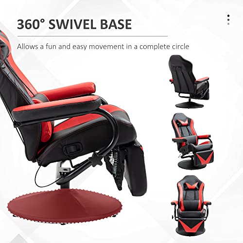 Homcom Gaming Recliner, Racing Style Video Gaming Chair With Adjustable Backrest And Footrest, High Back 360 Degree Swivel Computer Chair With Lumbar Support And Headrest, Red #TOP5