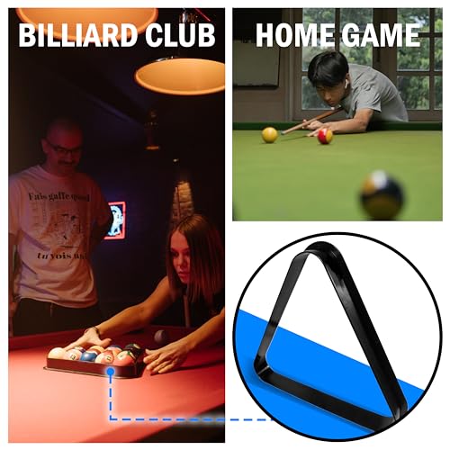 BALIKEN Triangle 8 Ball and 9 Ball Rack for Pool Table, Suited for 2-1/4" Pool Balls, Billiard Racks Pool Table Accessories (Triangle/Plastic, Black)