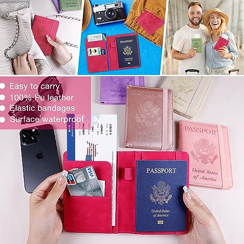 Image of Melsbrinna Premium Leather Passport Holder Covers Case, Waterproof Rfid Blocking Travel Wallet Passport Holder with Pen Holder, Cute Passport Book for Women /Men