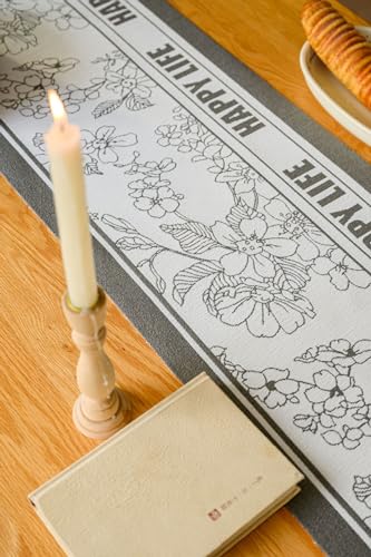Chemin de table gris jacquard 35x180 bout de lit table basse