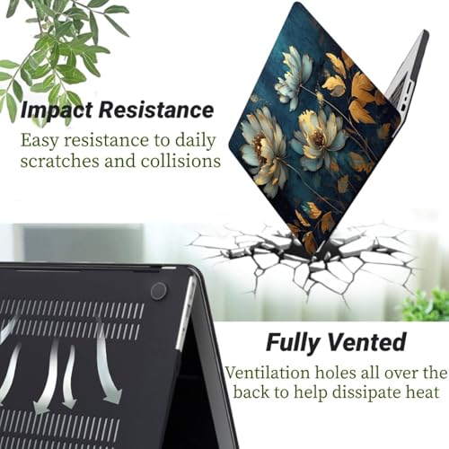 Carcasa MacBook Pro 13 Floral con Protector Teclado para Modelos M2 M1 A2338 A2289 4