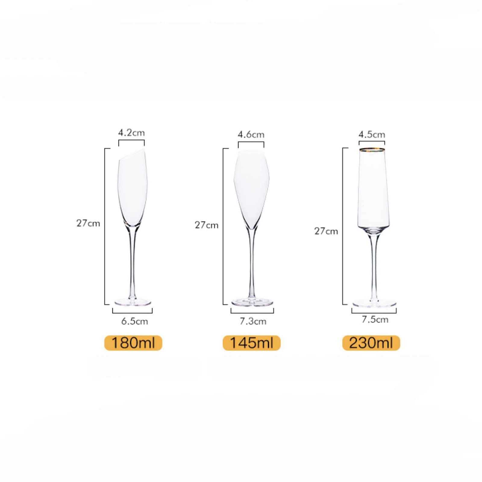 Flûtes à champagne 4 pièces Verres à champagne Flûte à champagne de luxe haut de gamme 180 ml Verres à champagne en verre cristal pour la maison Fournitures de fête de mariage pour les fêtes (Couleur