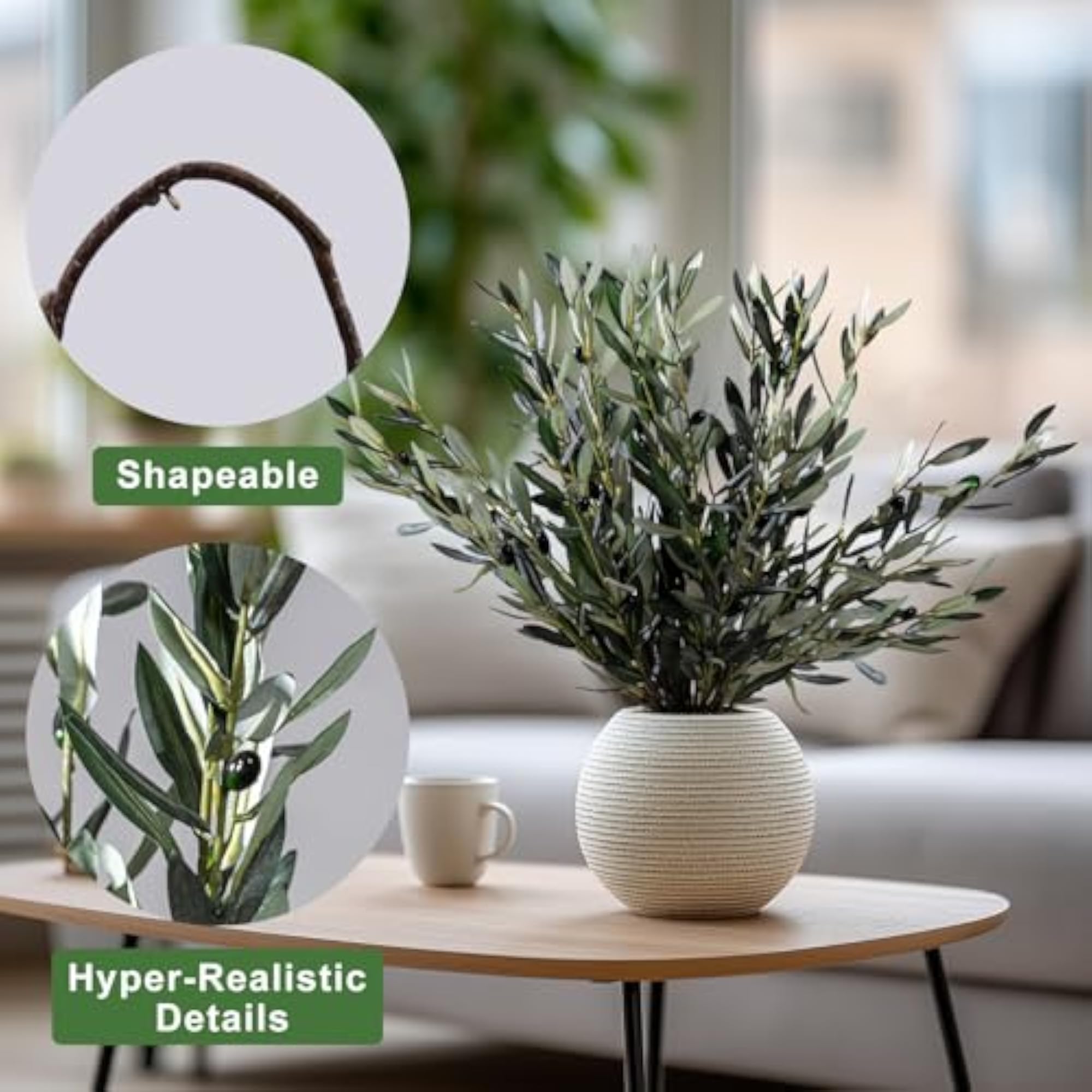 8PCS Artificial Olive Branches for Vases