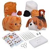 SHWAKK Needle Felting Kit, 2 PCS Dolls Needle Felting Starter Kit with Instructions, Felting Pad, Felting Wool, Felting Needles, Keychain and Split Ring etc