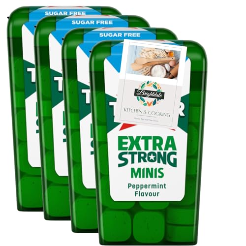 Strong Mints Bundle with Trebor Extra Strong Minis Sugar Free Peppermint Flavour 12.6g 4 Pack + Brightdale Kitchen Booklet