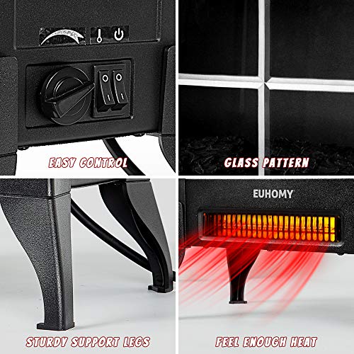 Euhomy Electric Fireplace Heater, 18" Indoor Fireplace Stove with Realistic Flame Effect, 1400W Space Heater for Quick Installation, Overheat Auto Shut Off Safety Function, CSA Certified - Thumbnail 5
