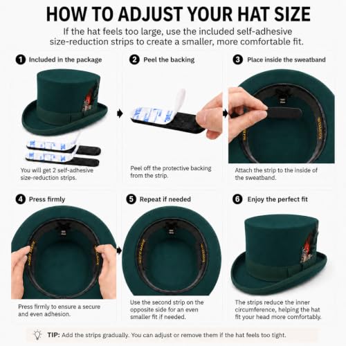 Image of Wool Top Hat for Men Women Topper Hat Mens Tall Tophat Christmas Costume