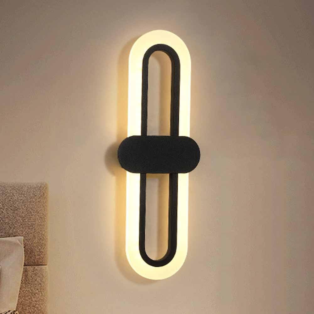 Kinkiet ścienny do sypialni 15 W LED Liniowy Złoty Długi pręt Oprawy oświetleniowe Łazienka Lustro Okrągły Owalny akrylowy pierścień Ściemniany w dół do sypialni