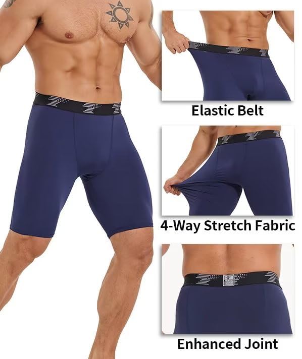 TELALEO 7 Pack Compression Shorts Men Spandex Athletic Underwear Performance Boxer Briefs Workout Baselayer3