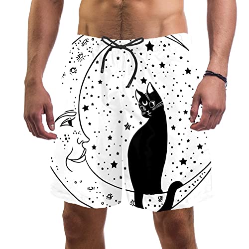 Short de plage hommes JDEZ maillot de bain chat lune évocateur d'été