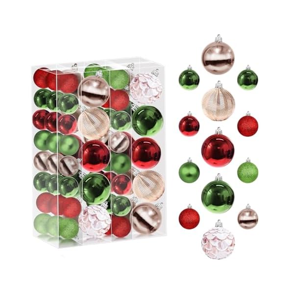 Christmas tree ornaments 68pcs shatterproof christmas balls decorations set xmas decorative hanging ornaments for christmas tree wreath garland party home office holiday decor gold green red  urban country home decor