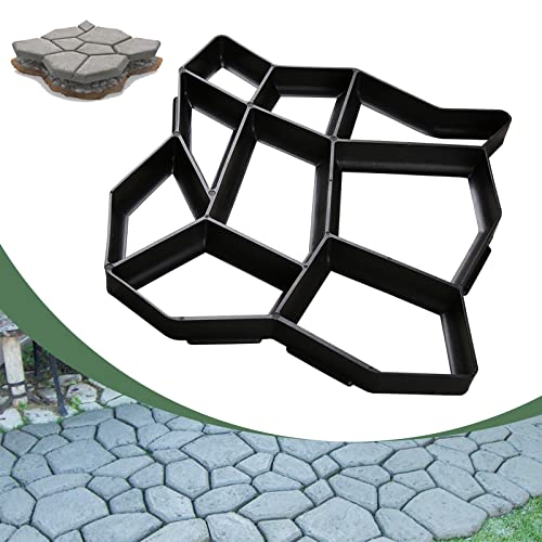 SWANEW Moule à paver DIY en plastique noir Pochoir de pavage professionnel pour l'extérieur Plaques de marchepieds solides et stables 43 x 43 x 4 cm