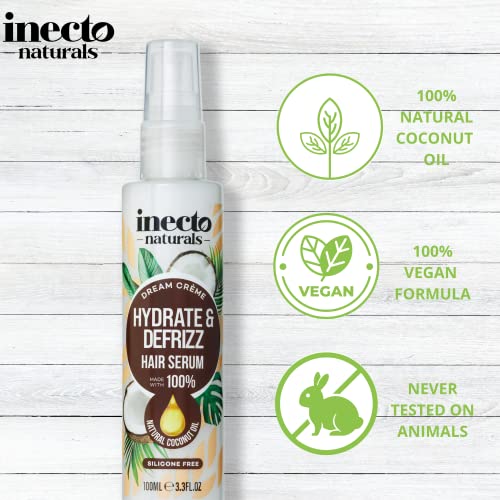 INECTO Naturals Hydrate & Defrizz Coconut Dream Crème Hair Serum 100ml, Anti Frizz, Preservers Moisture for Visibly Smooth Hydrated, 100% Natural Oils, Dry and Damaged - Image 3