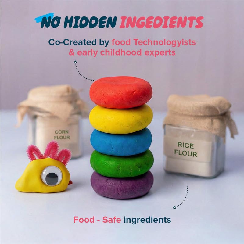 Image of dabble mini's Sensory Playdough Kit - Non-Toxic Playdough Set | 100% Natural | Taste-Safe | Gluten-Free | Creative Skill-Building | Art & Craft Kit | Birthday Gift for Kids 3+ Years