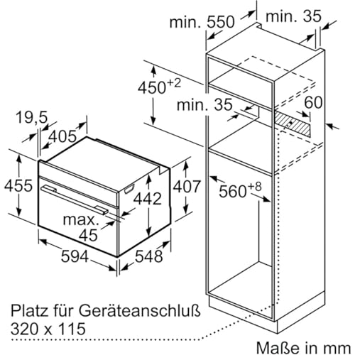 Bosch CMG7241B1, Serie 8 smarter Einbau-Kompaktbackofen mit Mikrowellenfunktion, 45 x 60 cm, Schwarz, Made in Germany, Air Fry, Digitaler Bedienring, Touchdisplay, Automatikprogramme Reinigungshilfe