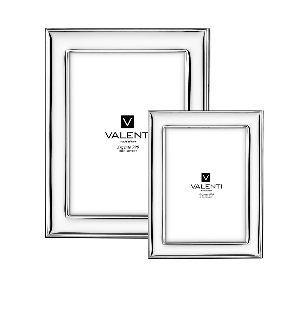 VALENTI & CO. Glossy Silver Photo Frame, 13 x 18 cm, Ideal as a Gift for Wedding, Ceremony or Birthday
