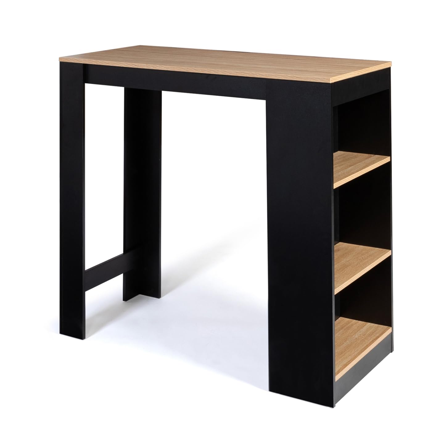 IDMarket - Tavolo da bar BARTH per 2-4 persone, legno nero, piano in faggio