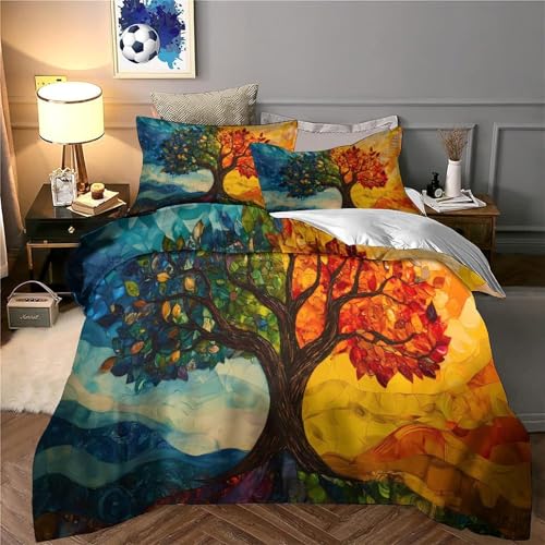 Housse de couette automne 3D en microfibre 260x220 cm avec 2 taies d'oreiller - 6