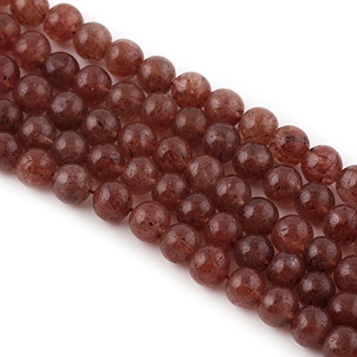 Quartz fraise véritable : perles rondes de 8-9mm pour concevoir vos bijoux DIY
