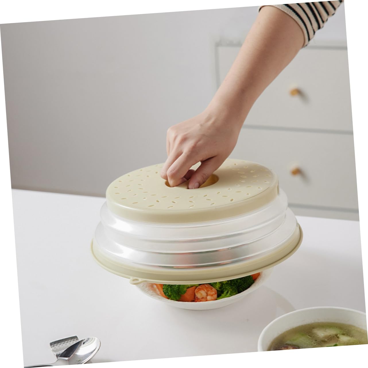 4 Piezas Cubiertas para Microondas Reutilizables Resistentes al Calor, Protectoras contra Salpicaduras, Utensilios de Cocina para Calentar Alimentos Color Aleatorio