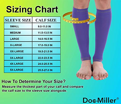 Image of Premium Calf Compression Sleeve 1 Pair 20-30mmHg Strong Calf Support Fashionable COLORS Graduated Pressure for Sports Running Muscle Recovery Shin Splints Varicose Veins Doc Miller (Violet, Small) | Graduated Support for Running, Shin Splints, Calf Strain, Knee High, Small to 6XL Plus Size