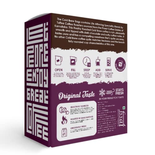 Image of Toffee Coffee Roasters | Cold Brew Dark Chocolate and Nutty Roasted Coffee Bags | Free Mason Jar, Easy Brew | Pack of 3 | 100% Arabica Ground | Makes 12 Cups