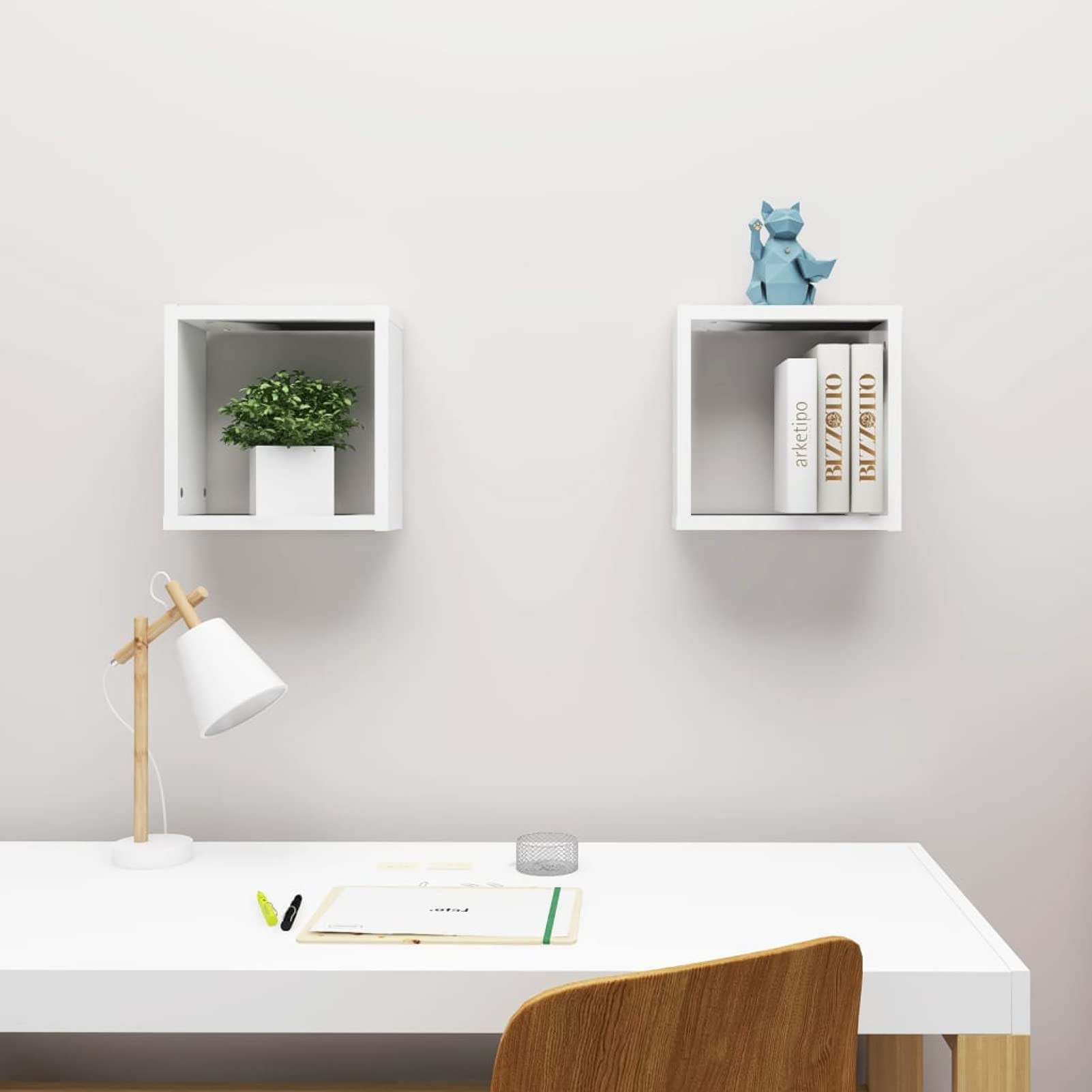 Mensole Parete a Cubo 2 pz Bianche 30x15x30cm-Set Mensole da Muro,Cubi Arredo,Mensole Cubo,Cubi da Parete