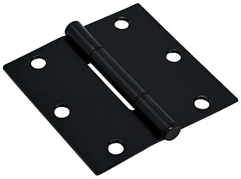 Hardware Essentials by Hillman Squeak-Proof 3-1/2in Square Radius Matte Black Door Hinge 3 Count