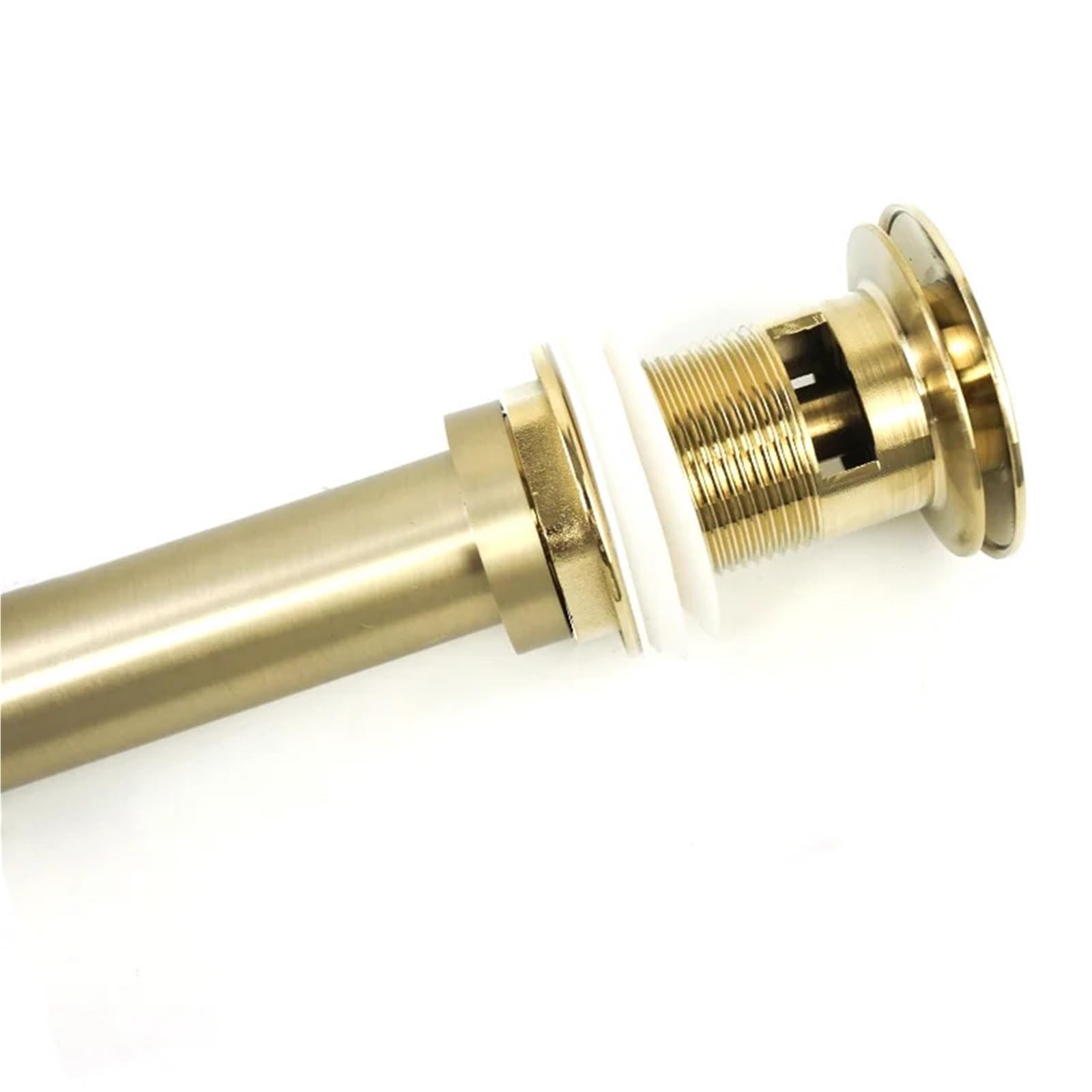 1 Uds lavabo de latón desagüe residuos conexión pared plomería trampas P tubería lavado baño Push Pop Up fregadero trampa negro/oro pulido/gris/cromo Para Bricolaje(Gold Pipe Only)
