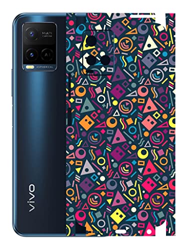 Image of AtOdds - VIVO Y33T Mobile Back Skin Sticker - Lamination - Rear Screen Guard Protector Film Wrap (Coverage - Back+Camera+Sides) (Design - Shapes Graffiti)